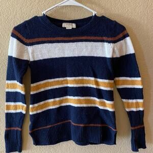 Navy, White, and Yellow Striped Loft Petite Sweater - Size: XSP